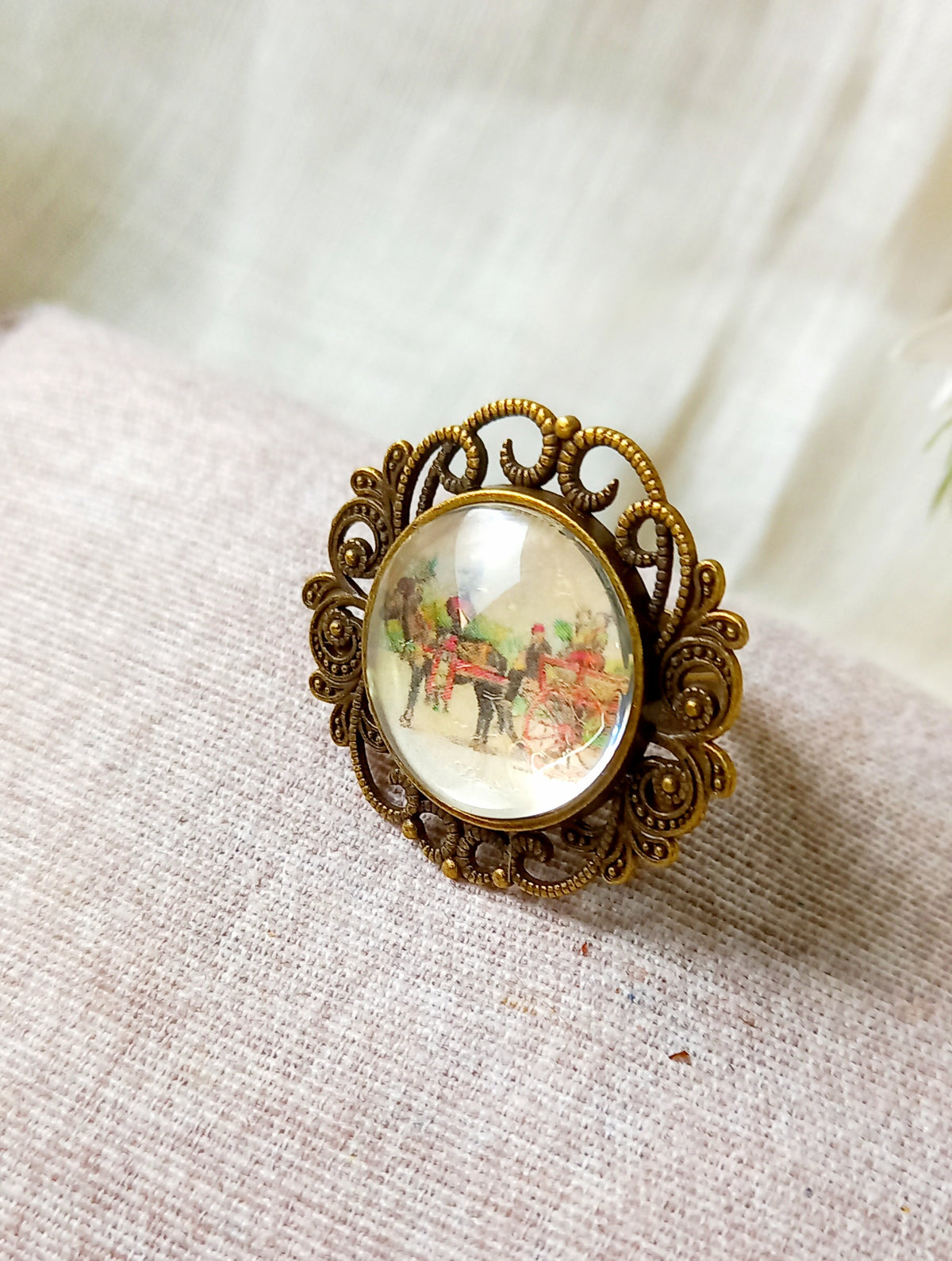 Cameo Ring with Sicilian Cart