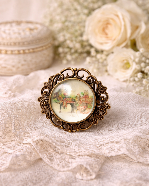 Cameo Ring with Sicilian Cart