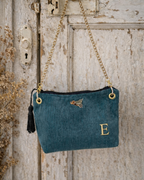Corduroy Clutch Bag with Chain Strap