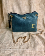 Corduroy Clutch Bag with Chain Strap