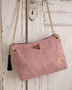 Corduroy Clutch Bag with Chain Strap
