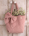 Corduroy Shopping Bag with Bow