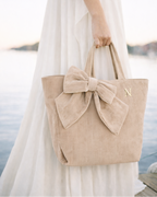 Corduroy Shopping Bag with Bow