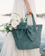 Corduroy Shopping Bag with Bow